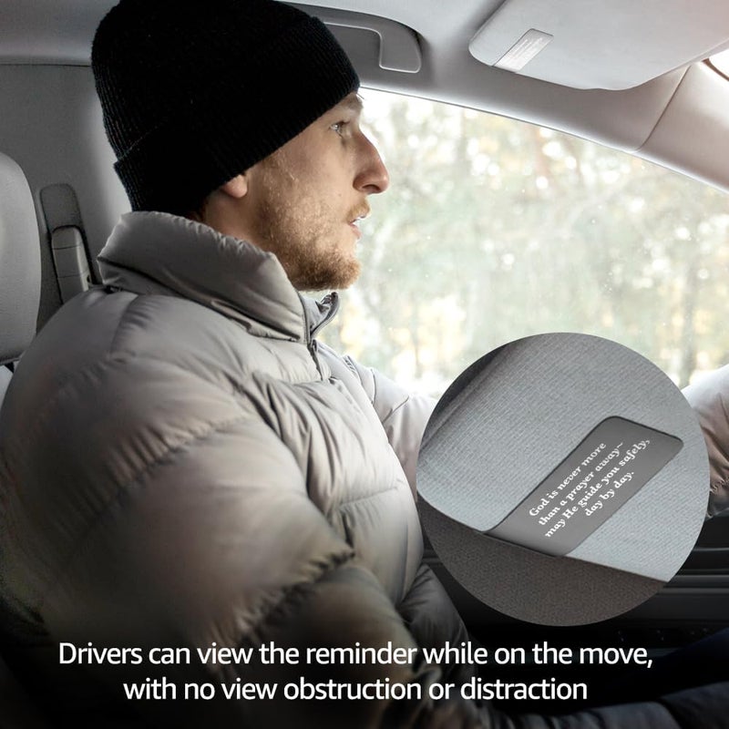 PUVOXHO God is Never More Than A Prayer Away Black Engraved Stainless Steel Car Visor Clip, Religious Visor Clips for Cars, New Driver Gifts, Safety Prayer Thank You Gifts for Dad Mom Family Friend - Image 5